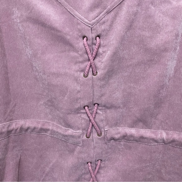 Entro Purple Corduroy Faux Fur Zip Up Cinch Waist Utility Vest - Picture 5 of 7